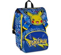 Seven Big Pokemon Expandable School Backpack, Blue, 24L, Expandable with Zip, Front Pocket, Side Bottle Pocket, Elementary School, Child, Girl