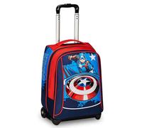 Seven Big School Trolley - Disney - Captain America, Legendary Avengers Red and Blue - Double Compartment Backpack, Bottle Pocket - School Backpack - Marvel Merchandising Backpack, Multi-Coloured,