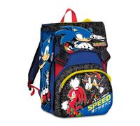 Seven Big Sonic Expandable School Backpack, Blue, 24L, Expandable with Zip, Front Pocket, Side Bottle Pocket, Elementary School, Children
