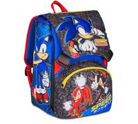 Seven Big Sonic Expandable School Backpack, Blue, 24L, Expandable with Zip, Front Pocket, Side Bottle Pocket, Elementary School, Children