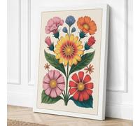 Seven Blooms Botanical Canvas Wall Art Print 24x16 Inch (61 x 41 cm)