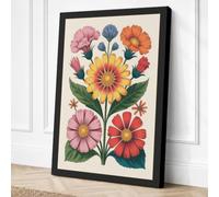 Seven Blooms Botanical Canvas Wall Art Print 24x16 Inch (61 x 41 cm)