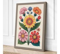 Seven Blooms Botanical Canvas Wall Art Print 36x24 Inch (91 x 61 cm)