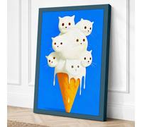 Seven Cats in Cream Novelty Canvas Wall Art Print 30x20 Inch