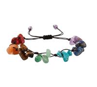 Seven Chakra Crystal Pellet Woven Balance Bracelet, Seven Chakra Reiki Healing Crystal Elastic Bracelet, Anxiety Relief Bangle