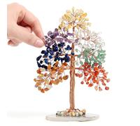 Seven Chakra Crystal Tree | Handmade Natural Gemstone Tree of Life | Feng Shui Money Tree for Positive Energy | Meditation & Yoga Decor | Gift for Home, Office & Desk