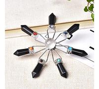 Seven Chakra Pyramid Natural Crystal Amethyst Stone Crystal Point Home DecorationEnergyStone Ornaments Gift,Obsidian,1pc