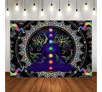 Seven Chakra Tapestry Trippy Spiritual Photographic Background Yoga Backdrop Galaxy Bedroom Banner 240X180cm