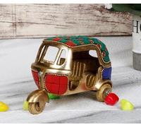 Seven Chakra Tree Brass Auto Rickshaw Multicolor Gemstone Handwork Statue Home Decor Fantasy Showpiece Gift.,7.6 X 6.4 cm