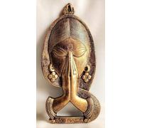 Seven Chakra Tree Brass Namaste Wall Hanging - Handcrafted Indian Welcome Decor Plaque - Antique Finish Woman Face Sculpture with “We Come” Text - Traditional Hindu Home Entrance Art