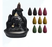 Seven Chakra Tree Mahadev Shiv ji Adiyogi Incense Burner Lord Shiva Incense Burner Waterfall Smoke Fountain for Home Decor with Free of 10 Backflow Cones/Dhoop