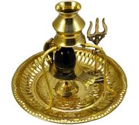 Seven Chakra Tree Shiva Ling Lingam Shivling Statue Brass Stand with Thali + Rudraksha Mala (sphatik)