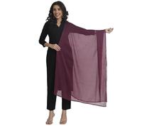 Seven Chakra Tree Soft Colors Women's Plain Chiffon Dupatta - Lightweight Scarf, Ethnic Dupatta for Salwar Kameez, Daily Wear & Festive Use (WINE, 2.25M)