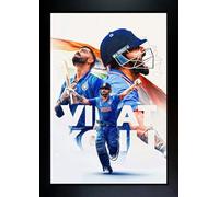 Seven Chakra Tree Virat Kohli Photo Frame | Virat Kohli Photo | Virat Kohli Cricket Poster with Frame Wall Art for Living Room, Home Decor, Bedroom, Office. (Size 10 X 13.5 IN)