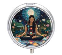 Seven Chakra Yoga Meditation Pill Box 3 Compartment Small Portable Medicine Case Pill Organizer for Pocket Purse