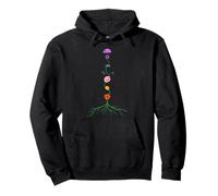 Seven Chakras as Chakra Colored Flowers, Yoga and Meditation Pullover Hoodie