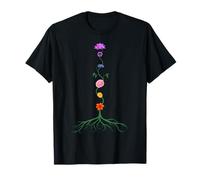 Seven Chakras as Chakra Colored Flowers, Yoga and Meditation T-Shirt