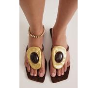 Seven Cities Thong Sandals by Jeffrey Campbell at Free People in Brown Suede Combo, Size: US 8 - female