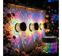 Seven-Color Changing Solar Mandala Projection Wall Light, Waterproof Solar Fence Lights Metal Powered, 7 Colour Changing for Patio Yard Backyard Pathway Decor (A#,1pcs)