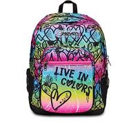 SEVEN Colour Expression Freethink School Backpack - Double Compartment - Bottle Pocket, multi-coloured, M, Backpack