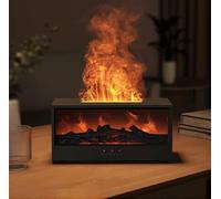 Seven-Colour Fireplace Flame Aromatherapy Humidifier, 150ml 3D Flame Diffusers for Home, Scent Aroma Diffuser with Remote Control & Timer for Home,Bedroom,Office,Yoga (Black)