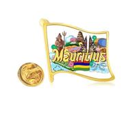 Seven Coloured Earth Mauritius Graffiti Golden Metal Flag Lapel Pin Badge