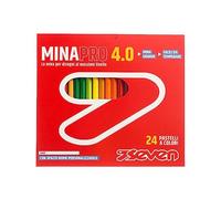 Seven Colouring Pencils Set - Box of 24 - Pack of Colouring Pencils - Colouring Pencils for School, Office - Colouring Pencils MINA 4.0 - Name Tag - Pencils for School, School