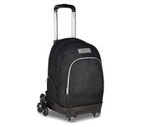 Seven Comby School Trolley 8 Wheels Made of Stars, Black, Glitter Effect, 31 L, Decomposable, Backpack Use, Telescopic Bar, Equipped Pocket, Laptop Pocket, Elementary and Middle School, Girl