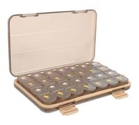 Seven Day 28 Slot Medicine Organizer Travel Case for Carrying | Compact Sealed Container, PP and ABS Build, Black Finish, Detachable Layout, Travelling Use