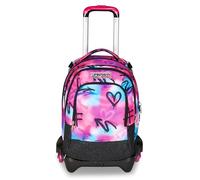 Seven Jack 3 Wheels Detach School Trolley Fuchsia Blue Backpack with Removable Trolley 37 Litres, Bottle Pocket, Detachable Backpack, Multipurpose and Spacious for Elementaries and Media, Girls