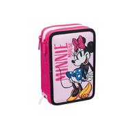 Seven Disney Minnie Mouse Pencil Case, 3 Compartments, Pink, Triple Compartment, Complete with Pencils, Markers, Colours, Backpack Accessories, Elementary, Medium, Pink, Taglia Unica, Modern
