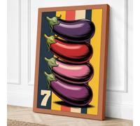 Seven Eggplants Pop Art Canvas Wall Art Print 24x16 Inch (61 x 41 cm)