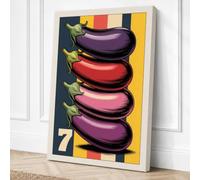 Seven Eggplants Pop Art Canvas Wall Art Print 30x20 Inch (76 x 51 cm)