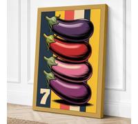 Seven Eggplants Pop Art Canvas Wall Art Print 36x24 Inch (91 x 61 cm)