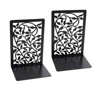 Seven-Flower Metal Book Ends, Black Decorative Non-Skid No-Rusting Bookends for Shelves, Unique Design Book Organiser for Home, Office, Library, School (2,B)