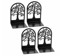 Seven-Flower Metal Book Ends, Black Decorative Non-Skid No-Rusting Bookends for Shelves, Unique Design Book Organiser for Home, Office, Library, School (4,A)