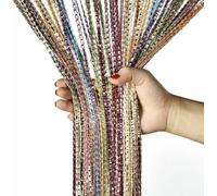 Seven-Flower String Curtain Panels Door Fly Screen Room Divider Net Hanging Glitter Curtains,Decorative Tassel Ribbon Strip Silver Screen for Living room,Bedroom,Party Events (Colorful, 39" x 79")