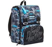 Seven Foldable Backpack, Handwritten, Turquoise, Double Compartment, School and Travel