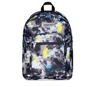 Seven Freethink School Backpack, Black Yellow, Double Compartment with PC Pocket and Bottle Pocket, 34 L, Middle and High School, Boy Backpack, Black, Taglia Unica