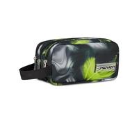 Seven FREETHINK School Pen Holder, Black, Green, Triple Compartment, 3 Zips, Spacious Accessories, Backpack, Middle and High School, for Children and Teenagers