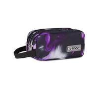 Seven FREETHINK School Pen Holder, Black, Purple, Triple Compartment Case, 3 Zips, Spacious Accessories, Backpack, Middle and High School, Girl, Girl