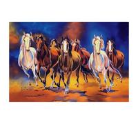 Seven Galloping Horse Painting Placemats, Heat Insulation Table Mats Washable Dining Place Mats for Kitchen Indoor Outdoor Party, 45cm x 30cm, 1 Piece