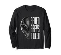 Seven Greys A Week Funny Pun and Retro Grey Alien UFO Long Sleeve T-Shirt