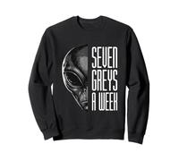 Seven Greys A Week Funny Pun and Retro Grey Alien UFO Sweatshirt