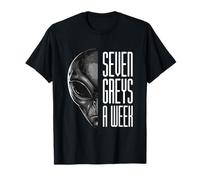 Seven Greys A Week Funny Pun and Retro Grey Alien UFO T-Shirt