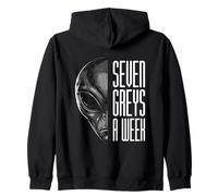 Seven Greys A Week Funny Pun and Retro Grey Alien UFO Zip Hoodie