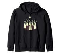 Seven horned ritual figures woodcut style dark fantasy Zip Hoodie