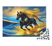 Seven Horses Galloping at Sunset 1000 Piece Sturdy Cardboard Classic Jigsaw Puzzle for Adults, Impossible Hard Challenge, Decompression, Ultimate Relaxation Gift 38x26cm/1000pcs