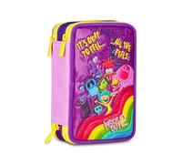 Seven Inside Out 2 School Pencil Case 3 Zip, Purple, Triple Compartment Pen Holder Complete with Pens, Pencils, Colours, Backpack Accessories, Elementary Schools, Girls, Purple, Taglia Unica, Modern