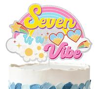 Seven is a Vibe Birthday Cake Topper - Glitter 7 is a Vibe Birthday Party Decorations for 7 Years Old Party Supplies